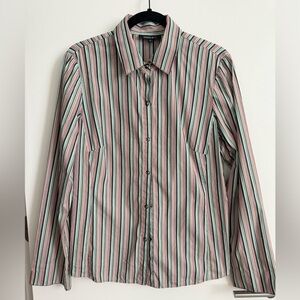 Lafayette 148 Striped Snap Button Shirt Size 10
